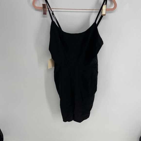 Revolve Superdown Womens Black Spaghetti Strap Bike Short Romper Bodysuit Small - Picture 1 of 6